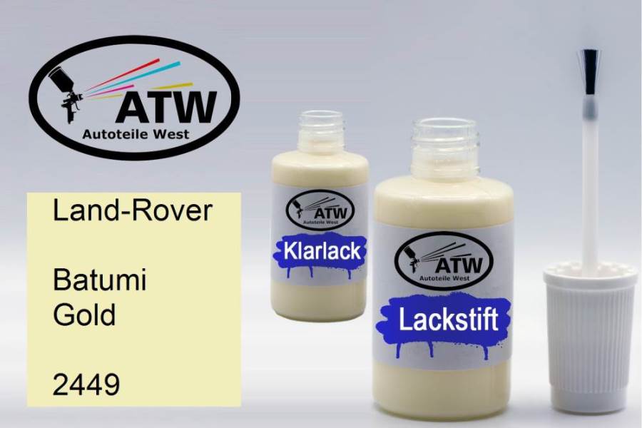 Land-Rover, Batumi Gold, 2449: 20ml Lackstift + 20ml Klarlack - Set, von ATW Autoteile West.